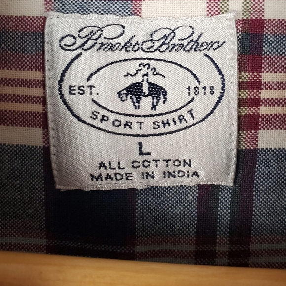 Brooks Brothers Sport Shirt. Blue and Red Plaid, Long Sleeve. LG. E0073 - Picture 7 of 9